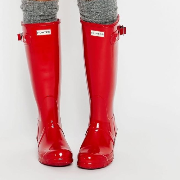 HUNTER Shoes - CANDY RED TALL HUNTER RAIN BOOTS IT 39